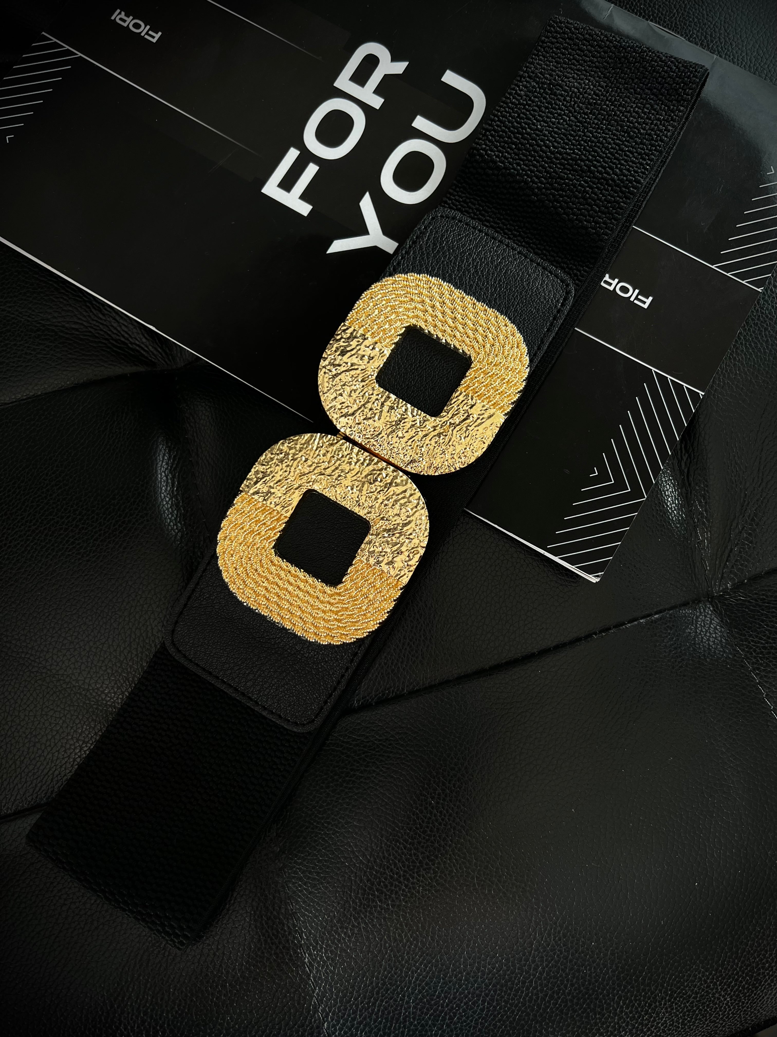 Gold Buckle Elastic Women's Belt