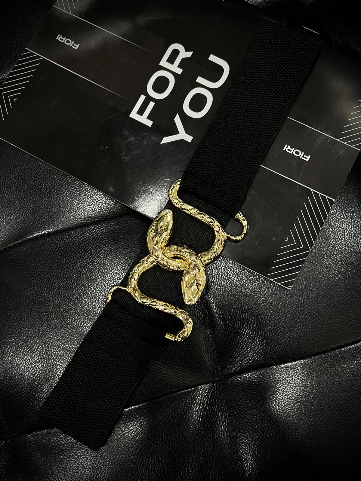 Gold Snake Buckle Elastic Women's Belt
