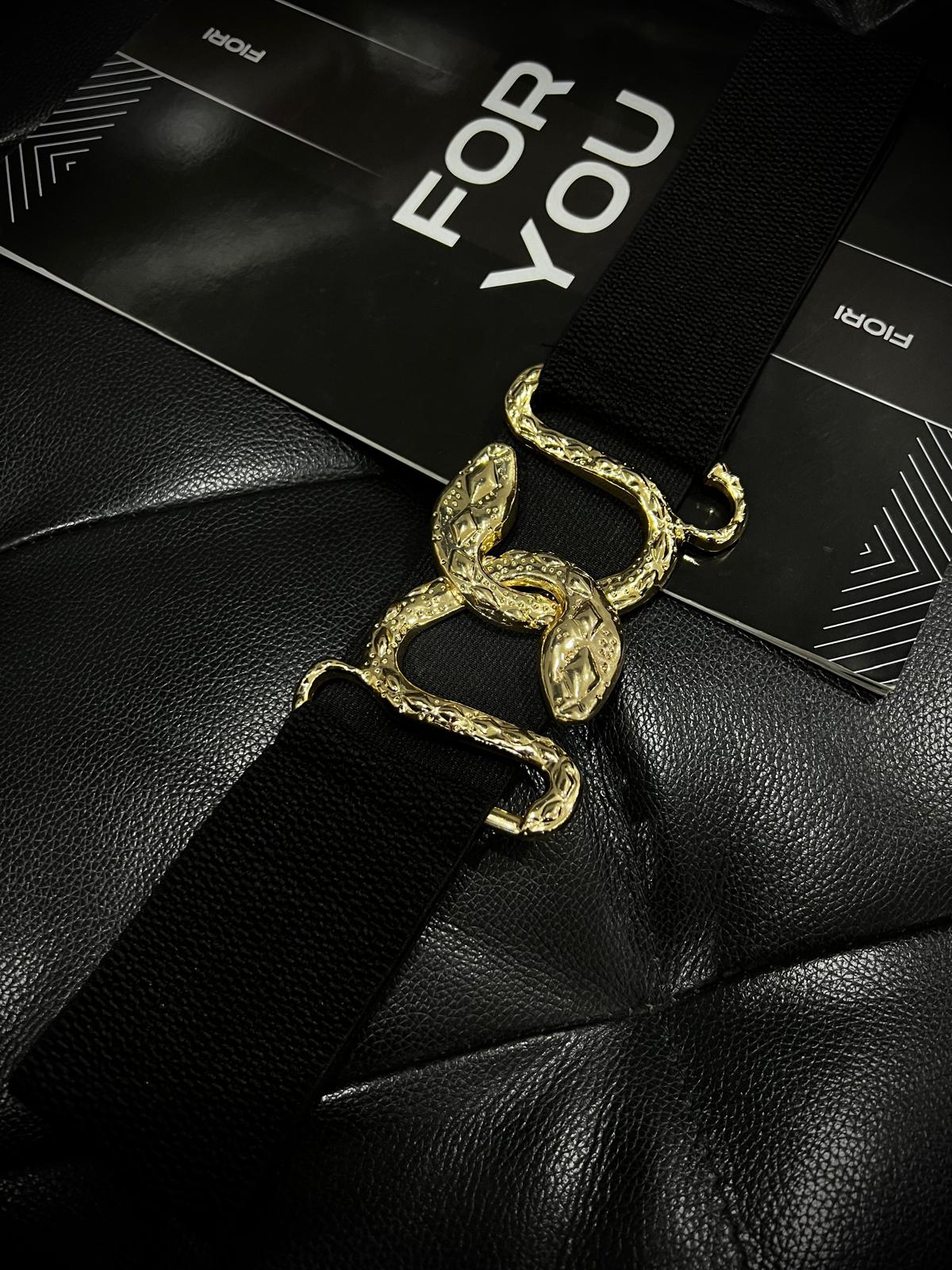Gold Snake Buckle Elastic Women's Belt