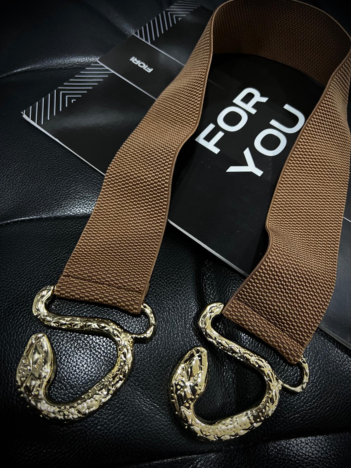 Gold Snake Buckle Elastic Women's Belt