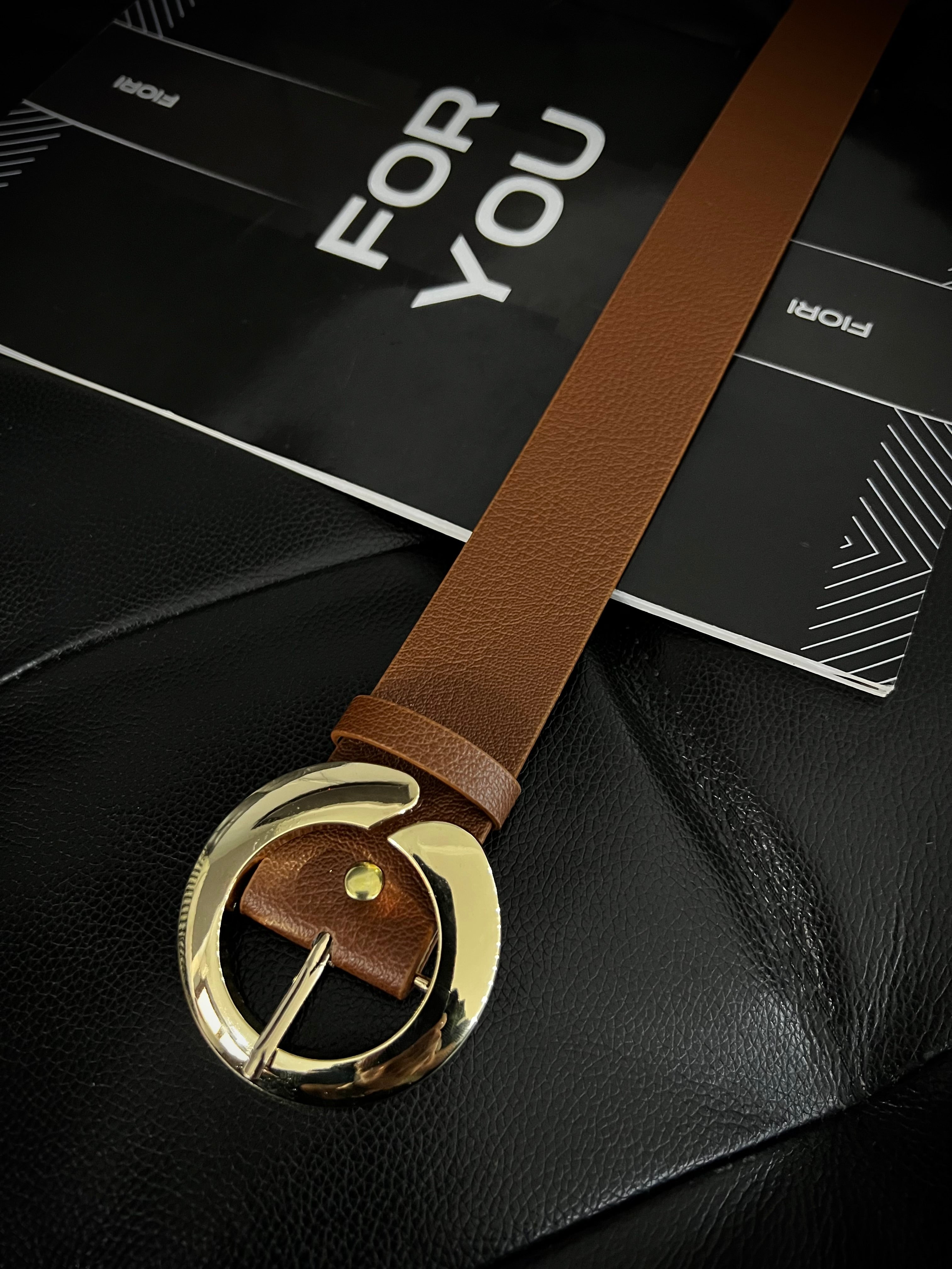 Round Gold Buckle Women's Belt