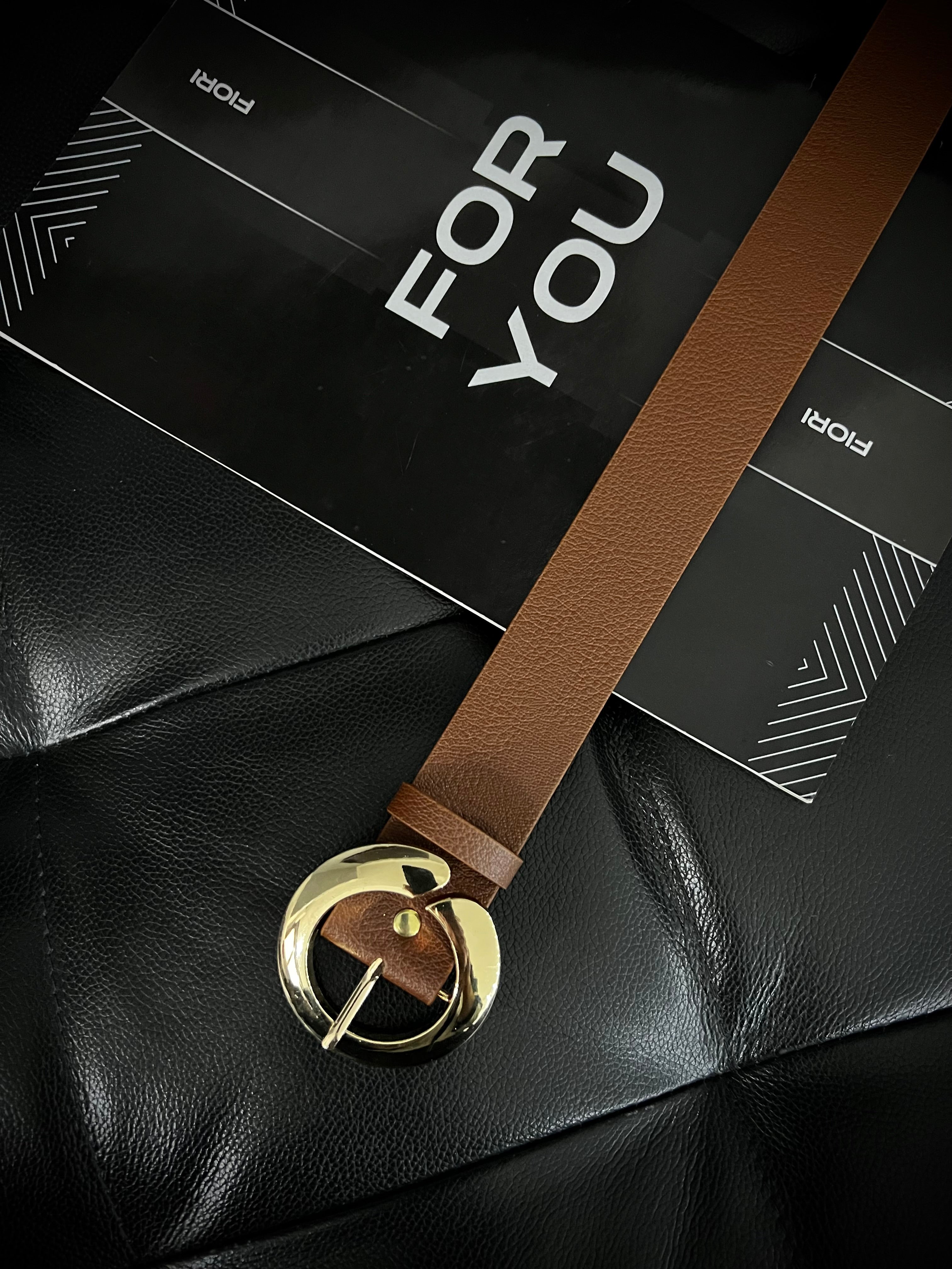 Round Gold Buckle Women's Belt