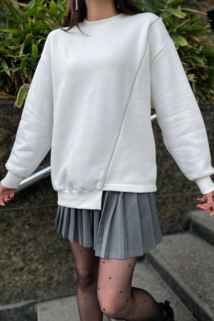 Yandan Şeritli 3 Iplik Şardonlu Sweatshirt
