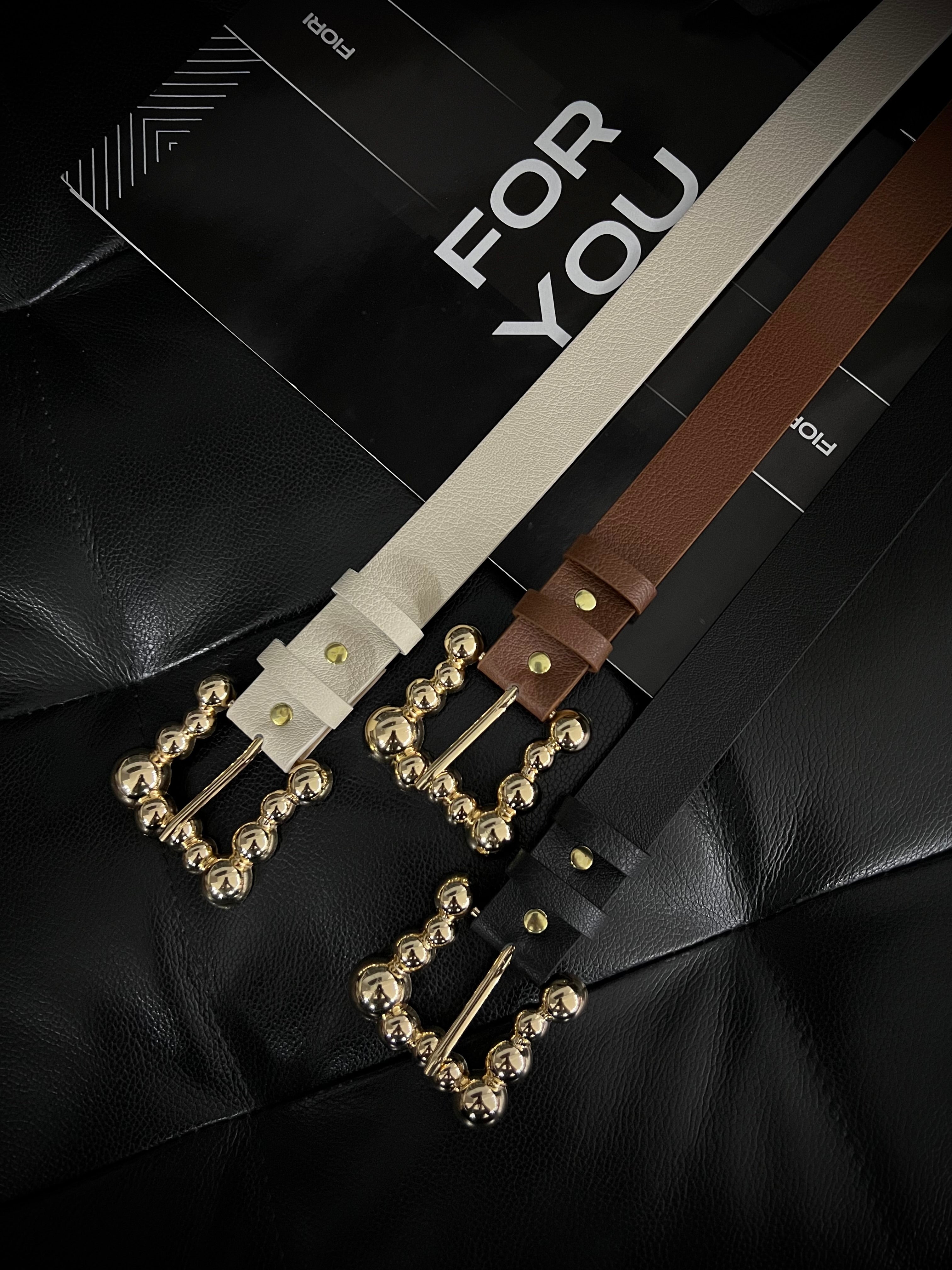 Bubble Gold Buckle Women's Belt