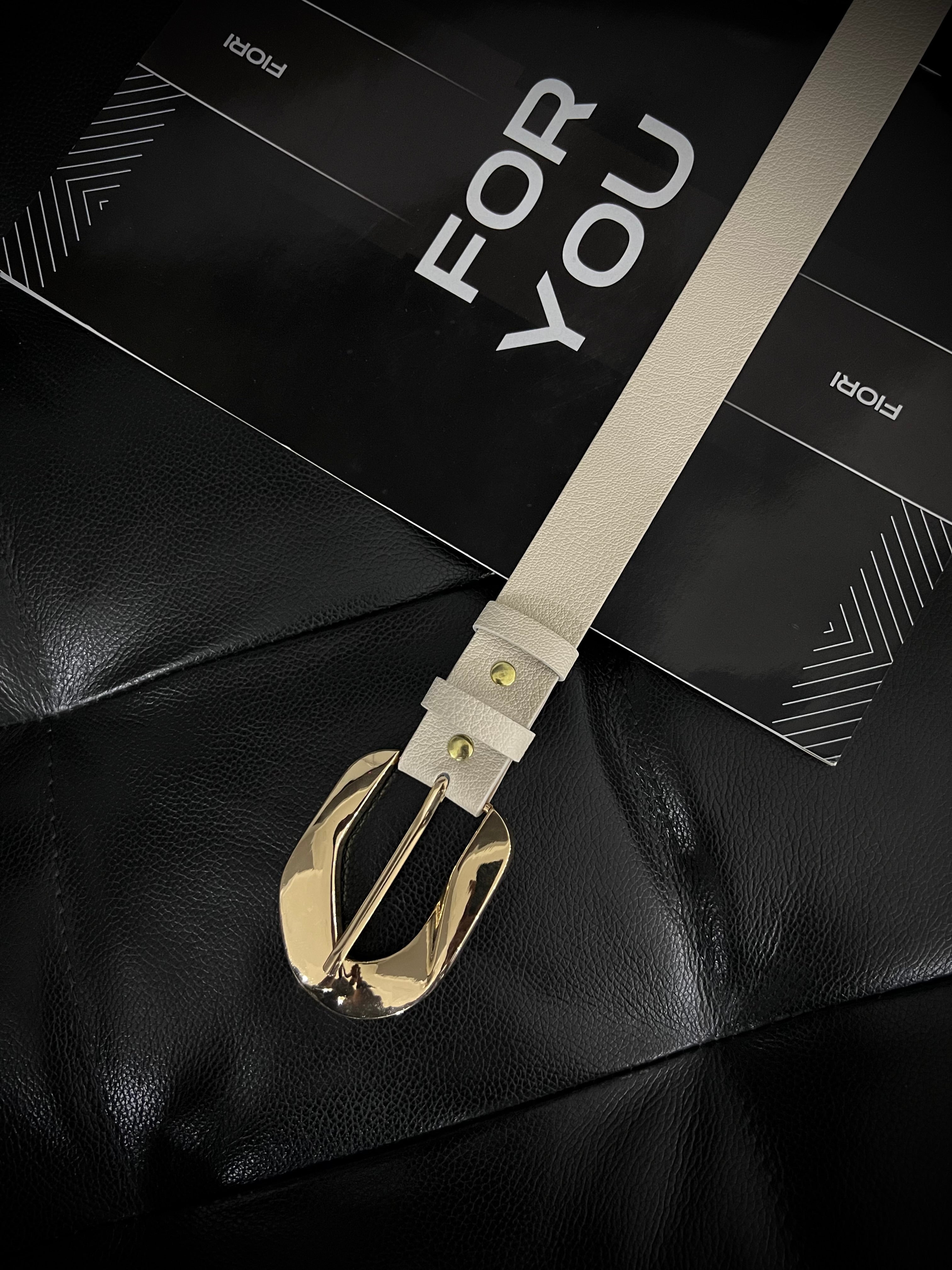 Asymmetrical Gold Buckle Women's Belt