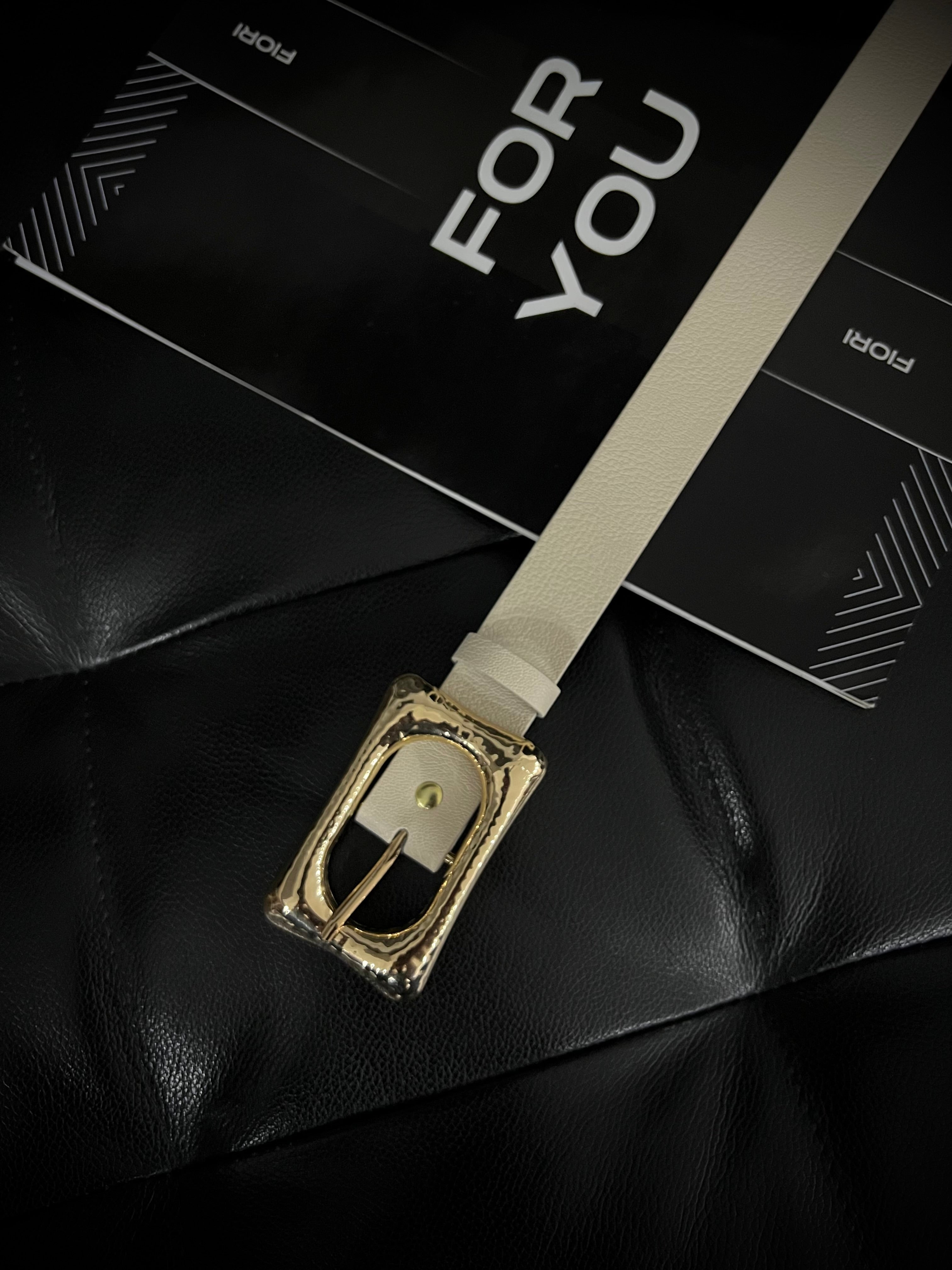 Rectangular Gold Buckle Women's Trouser Belt