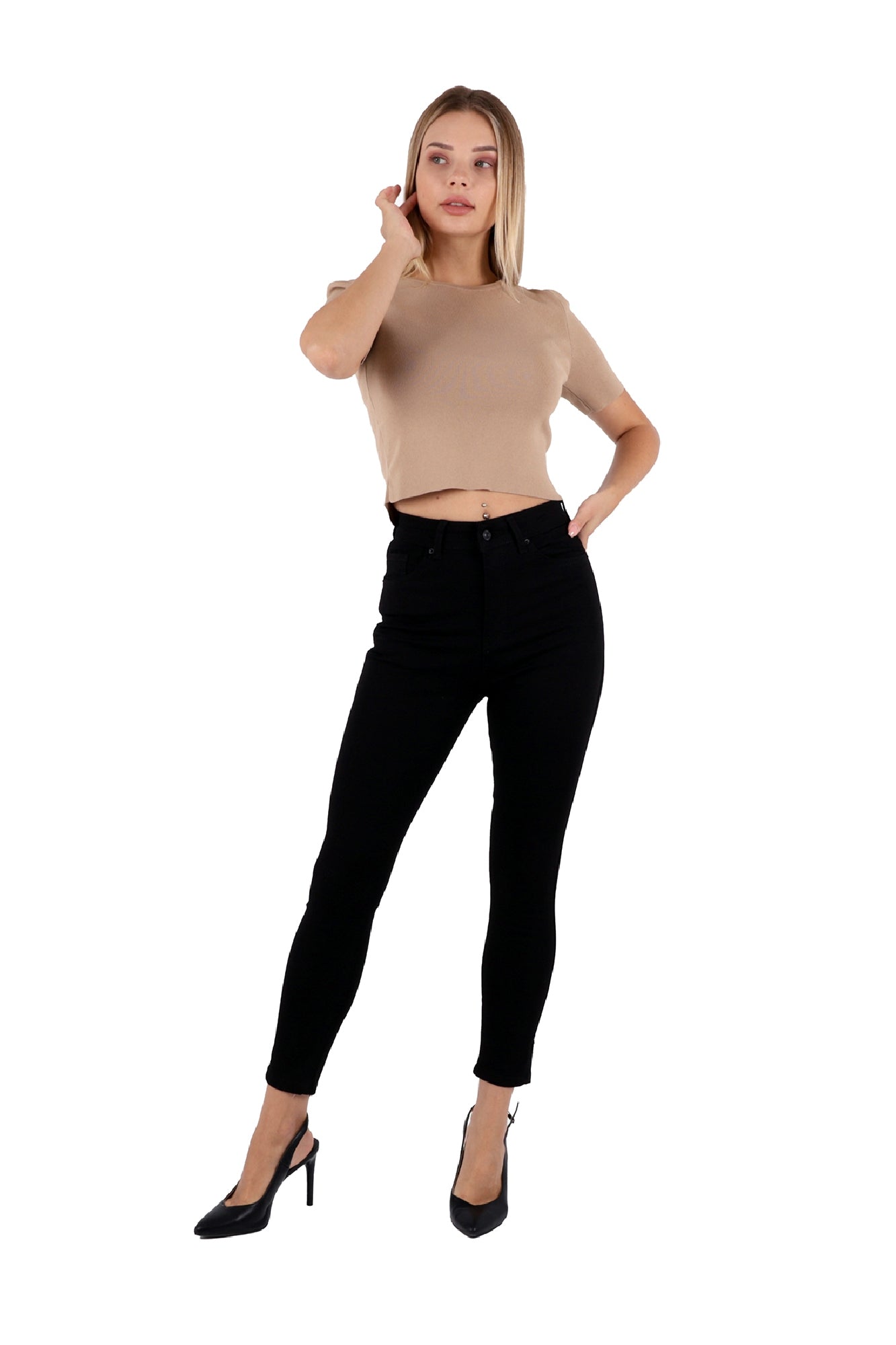 Yanı Yırtmaçlı Kot Pantolon - Siyah - (26-31) - 4