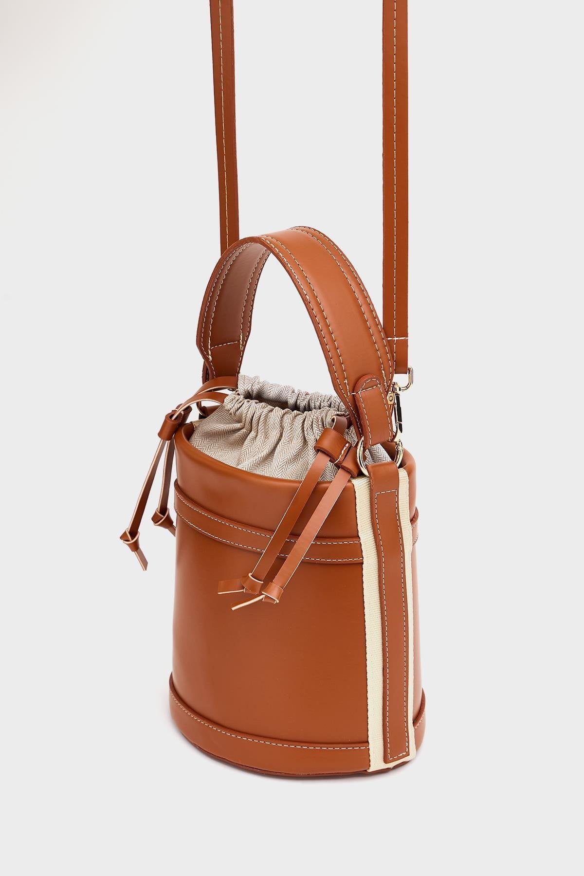 Contrast Stitched Bucket Hand and Shoulder Bag