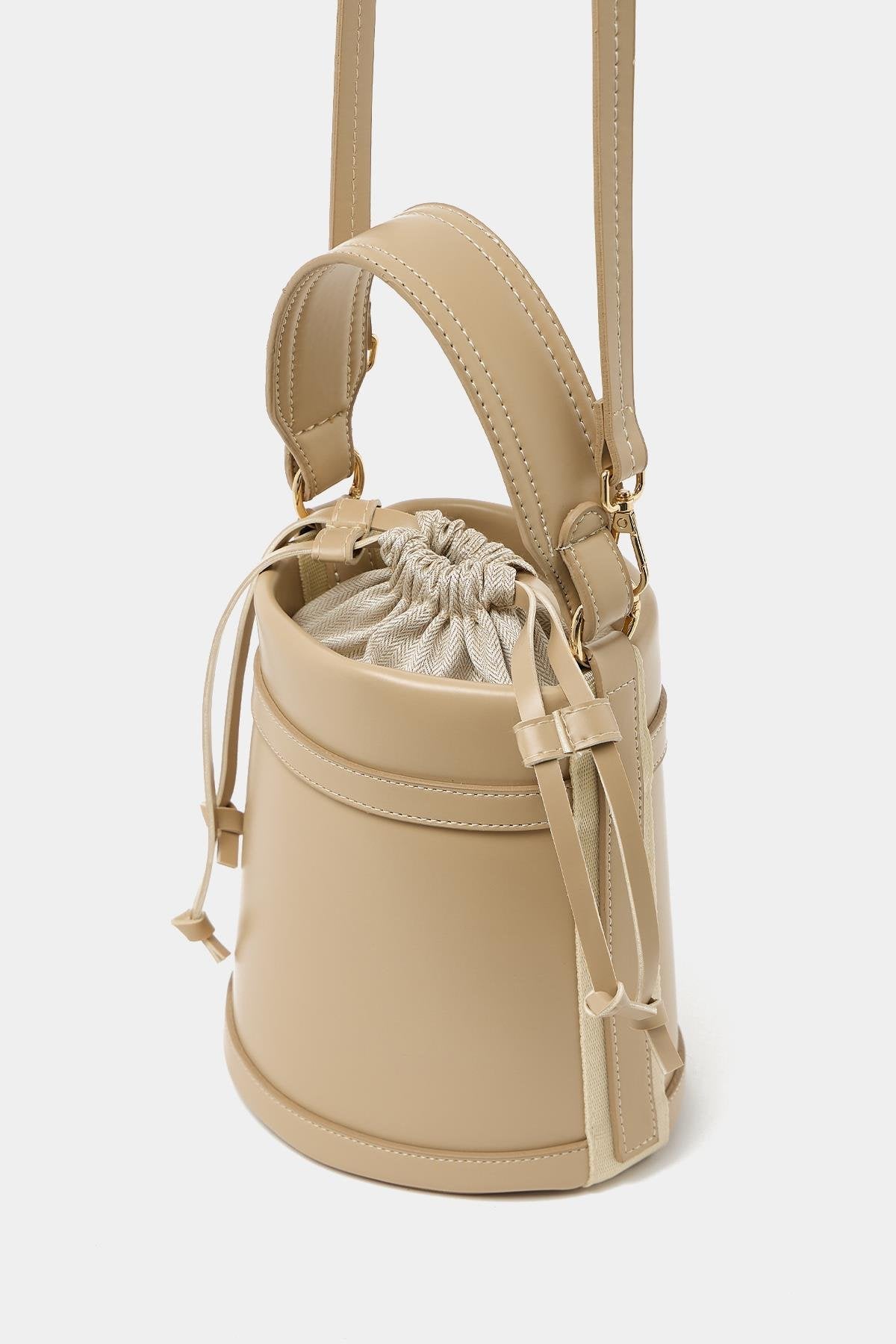 Contrast Stitched Bucket Hand and Shoulder Bag