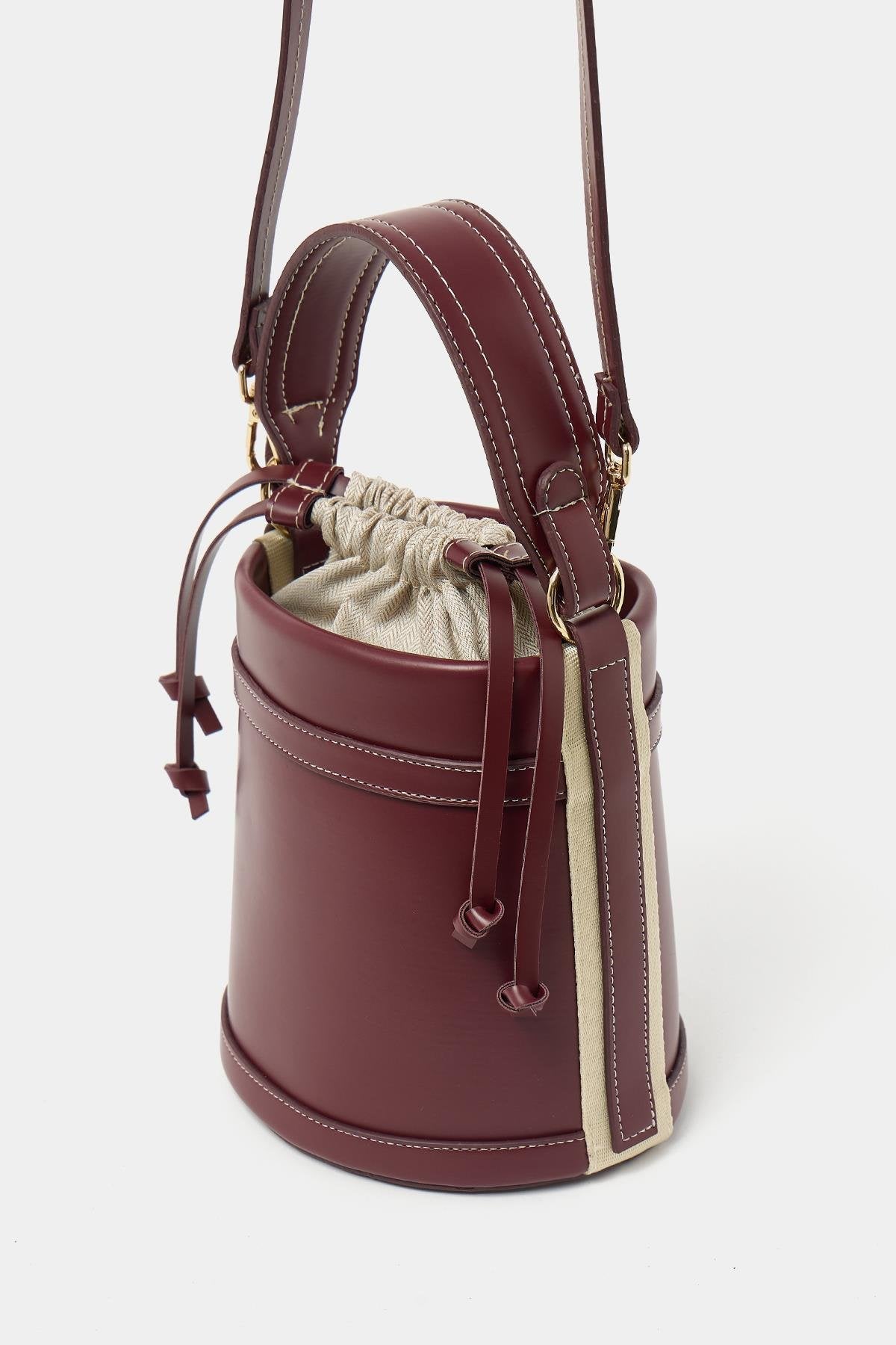 Contrast Stitched Bucket Hand and Shoulder Bag