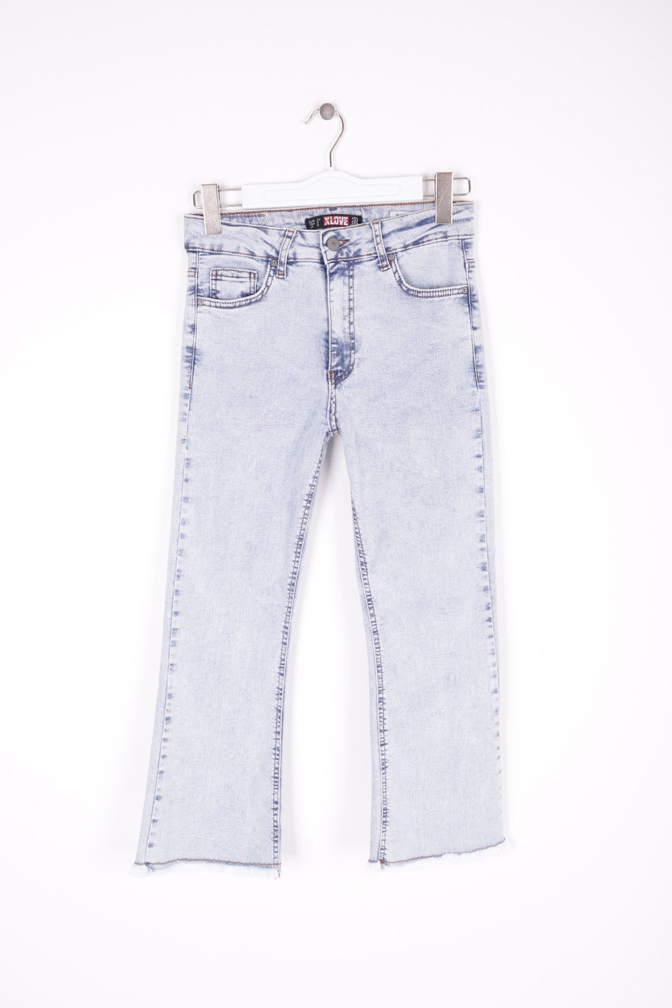 Likralı Culotte Pantolon - Kar Yıkama Açık Mavi - (27-32) - 6