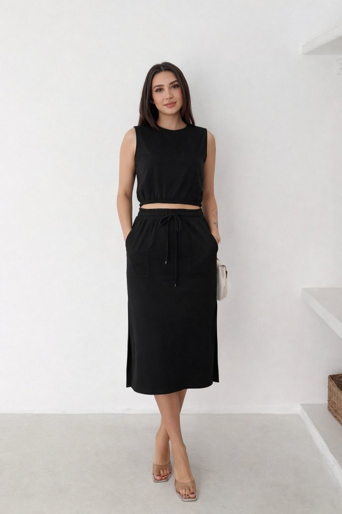 Women's Two-Thread Crop Top and Skirt Set, 32646