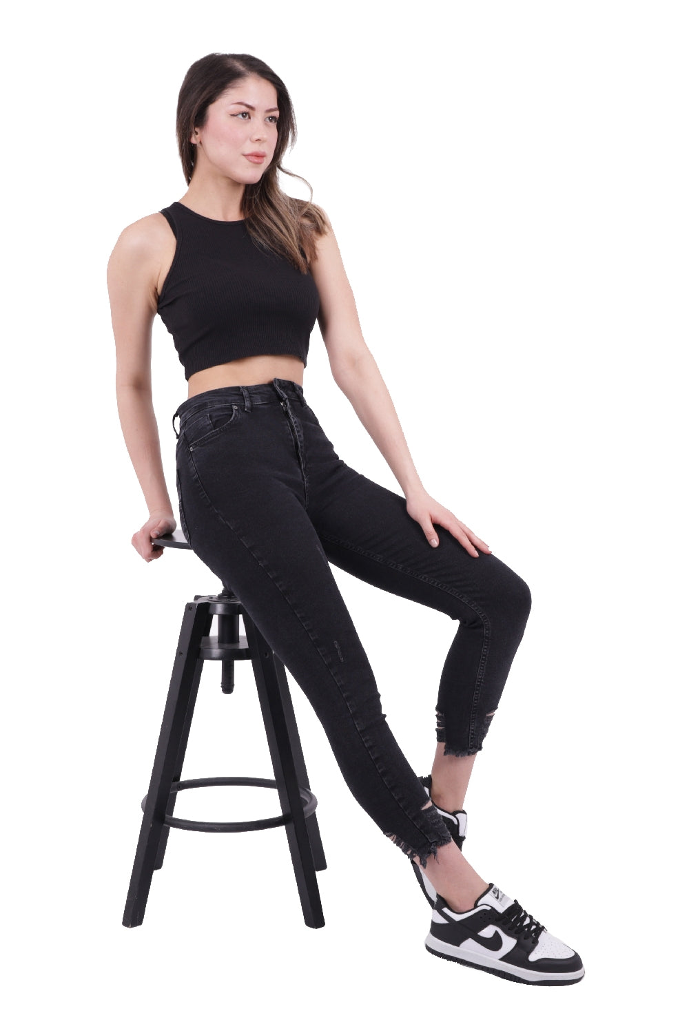 Paçası Skinny Pantolon - Düz Antrasit - (26-31) - 6