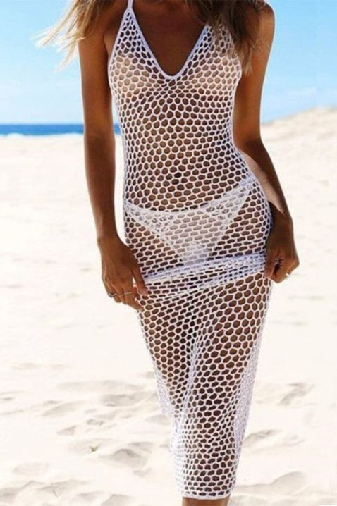 Women's Fishnet Knit Full-Length Strappy Pareo, 18053