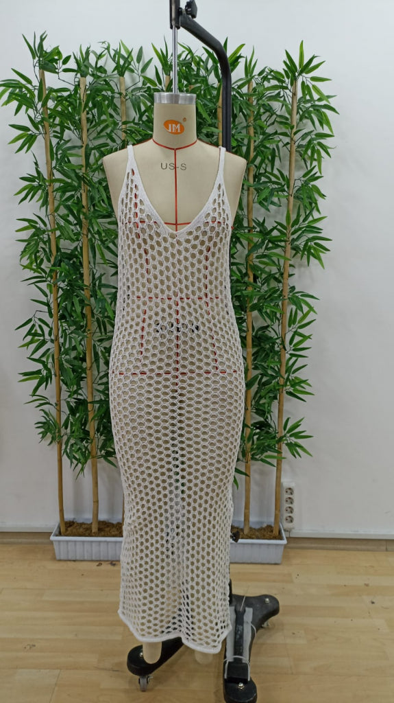 Women's Fishnet Knit Full-Length Strappy Pareo, 18053