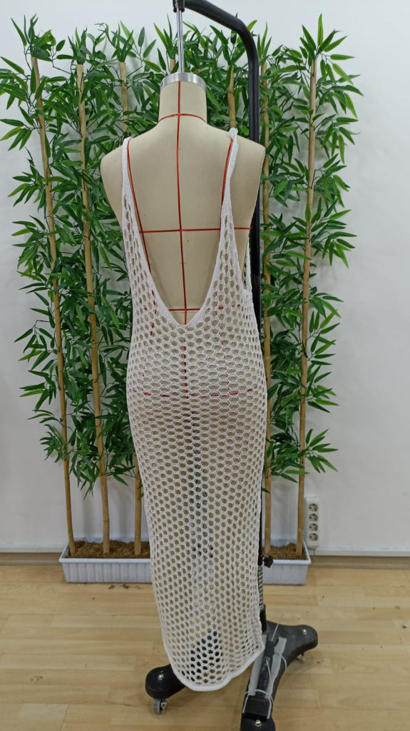 Women's Fishnet Knit Full-Length Strappy Pareo, 18053