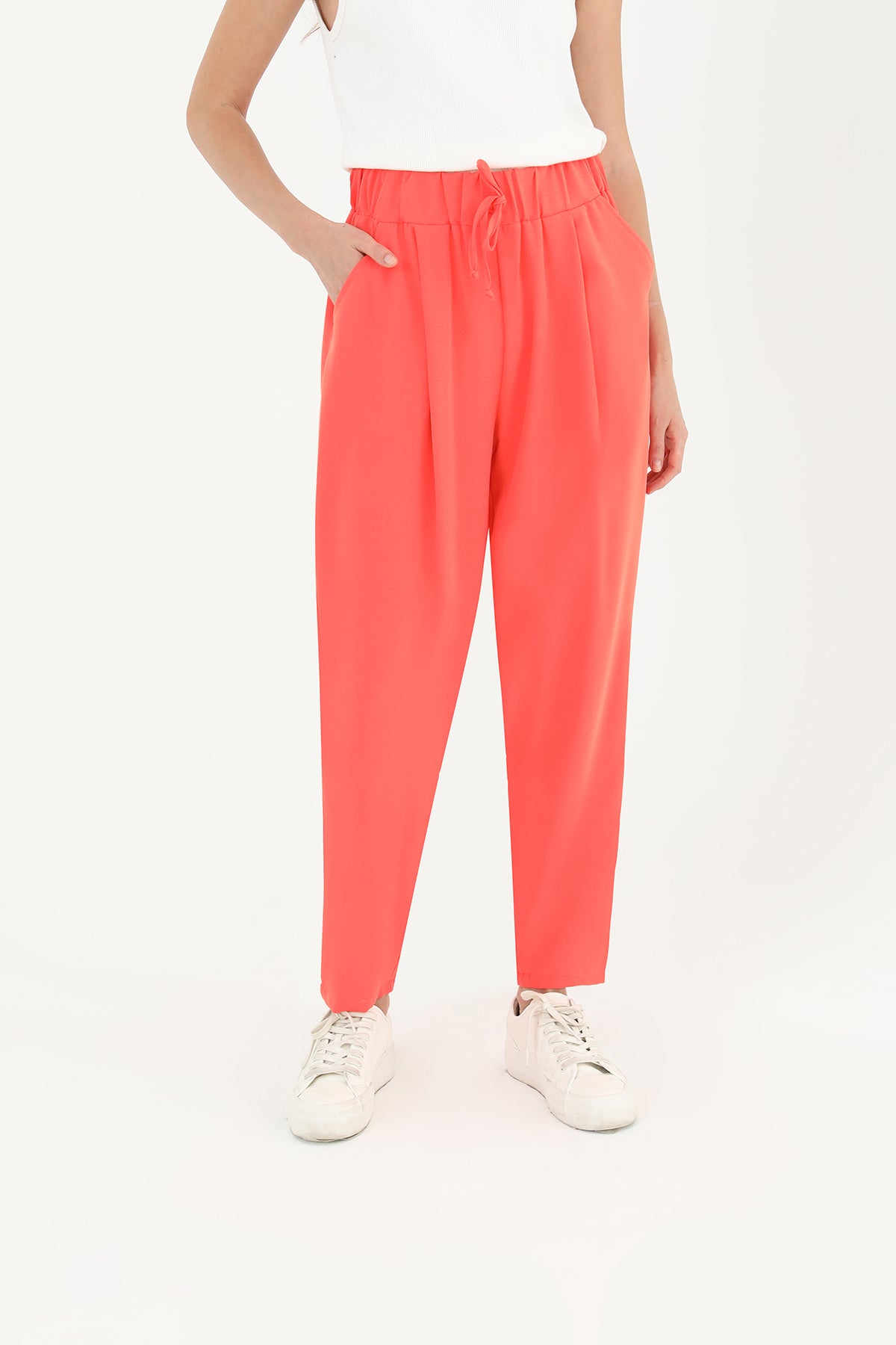 Kadın Beli Bağlamalı Havuç Form Pantolon - 18102PNT