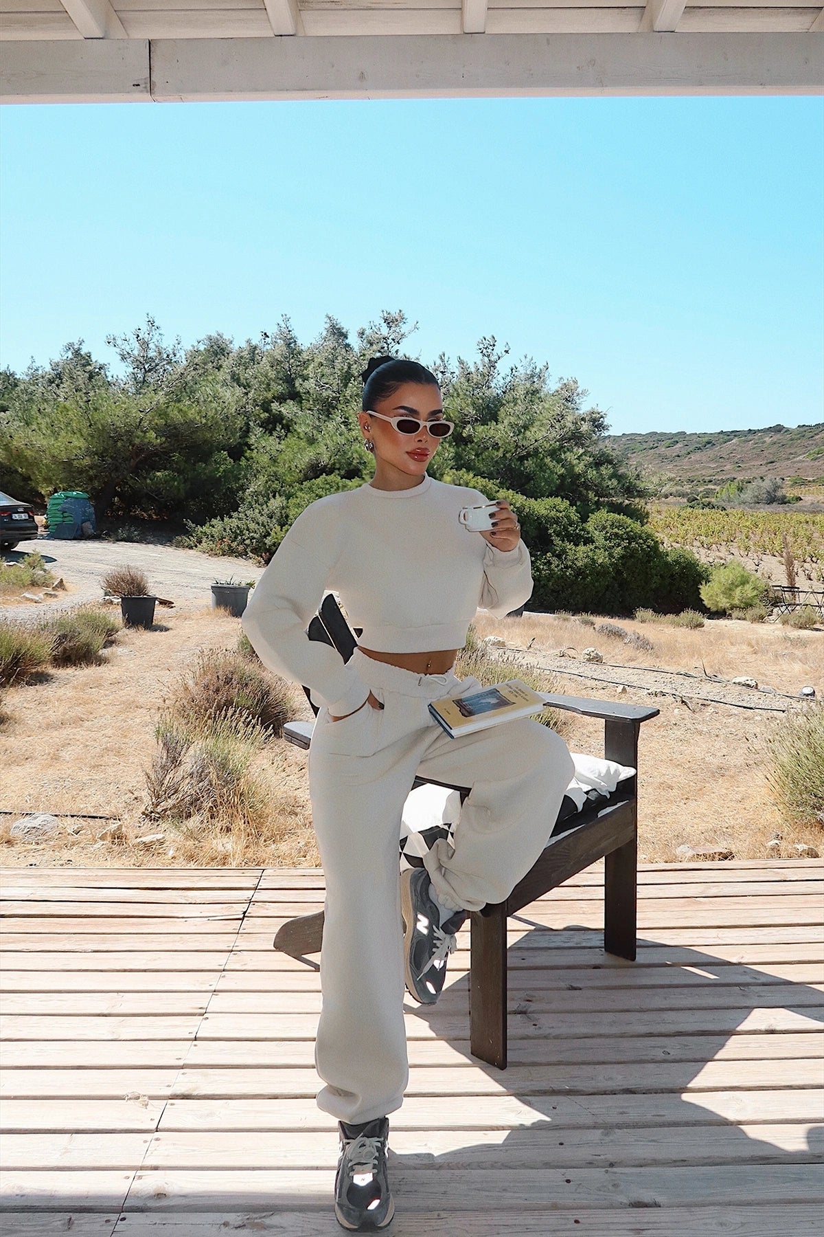 Cream Fluid Tracksuit Set