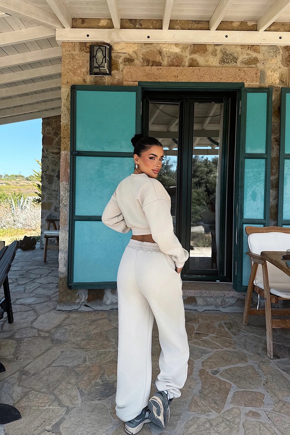 Cream Fluid Tracksuit Set