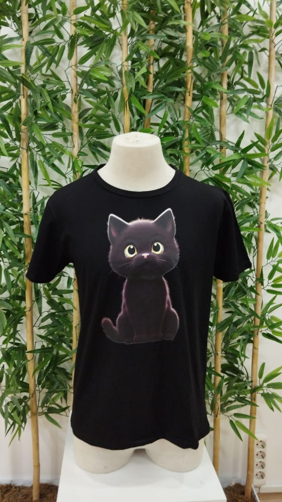 Erkek Bisiklet Yaka Kedi Baskılı Süprem T-shirt , 18566