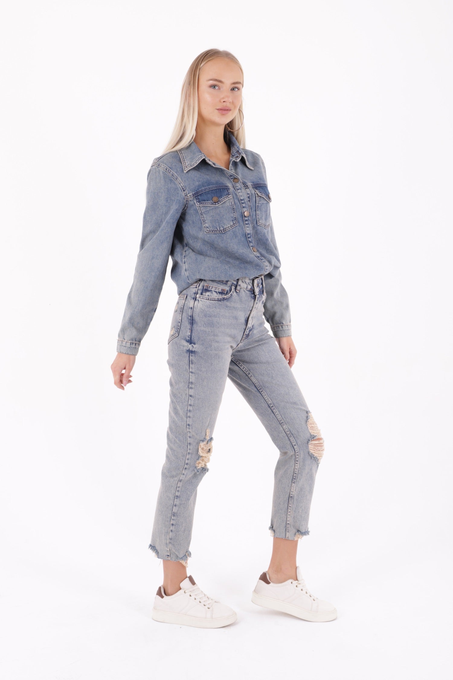 Mom Fit Kot Pantolon - Koyu Tintli Kot - (26-31) - 4