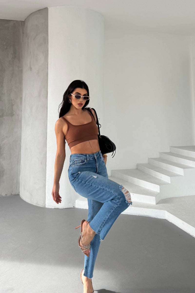 Mom Fit Kot Pantolon - Açık Mavi Kot - (28-33) - 6