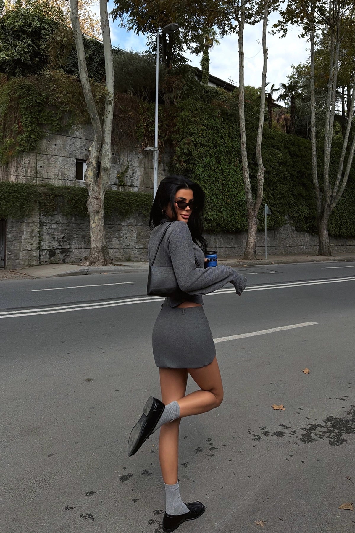 Gri Balboa Çift Fermuarlı Triko Hırka