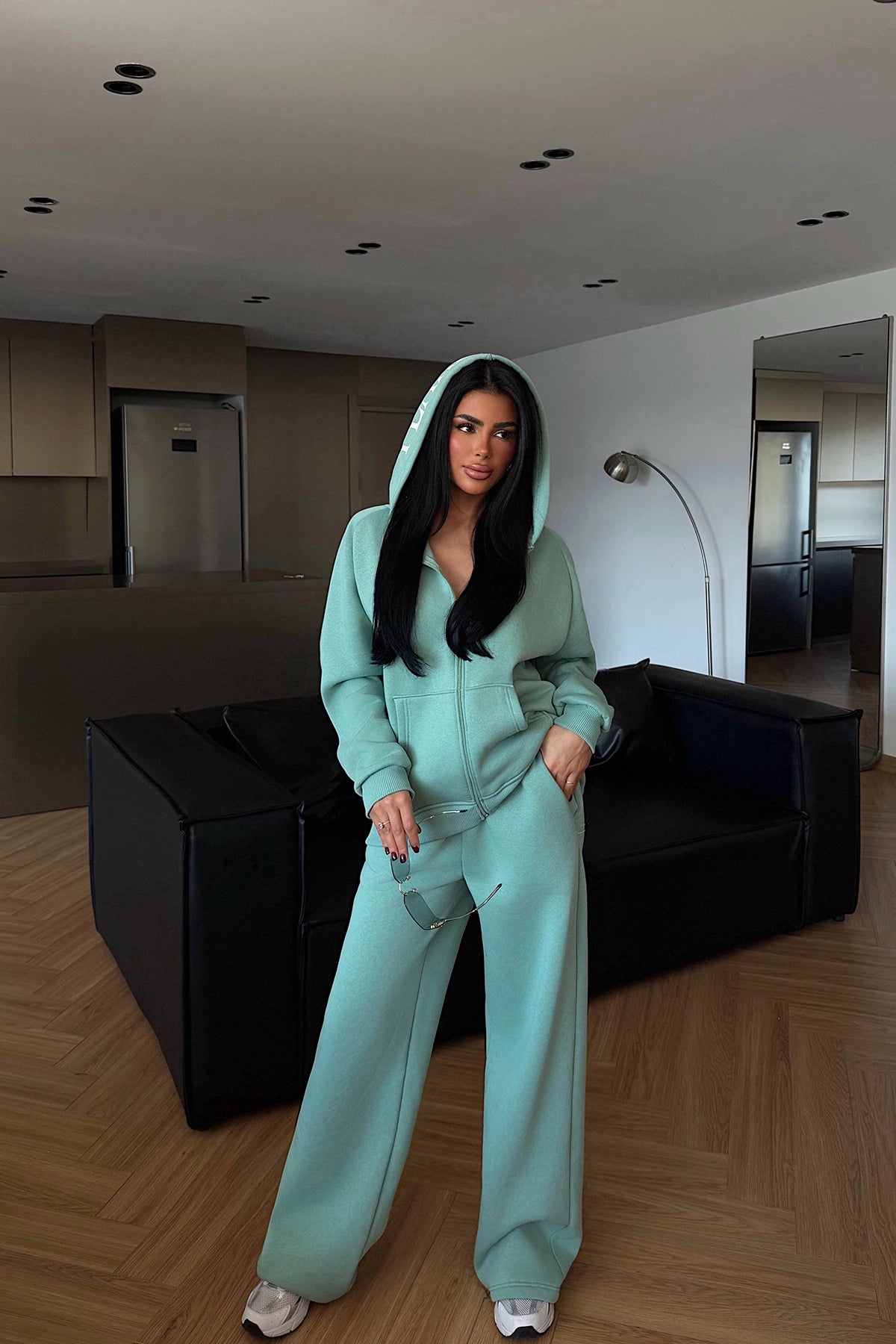 Su Yeşili Fermuarlı Eşofman Takım XS