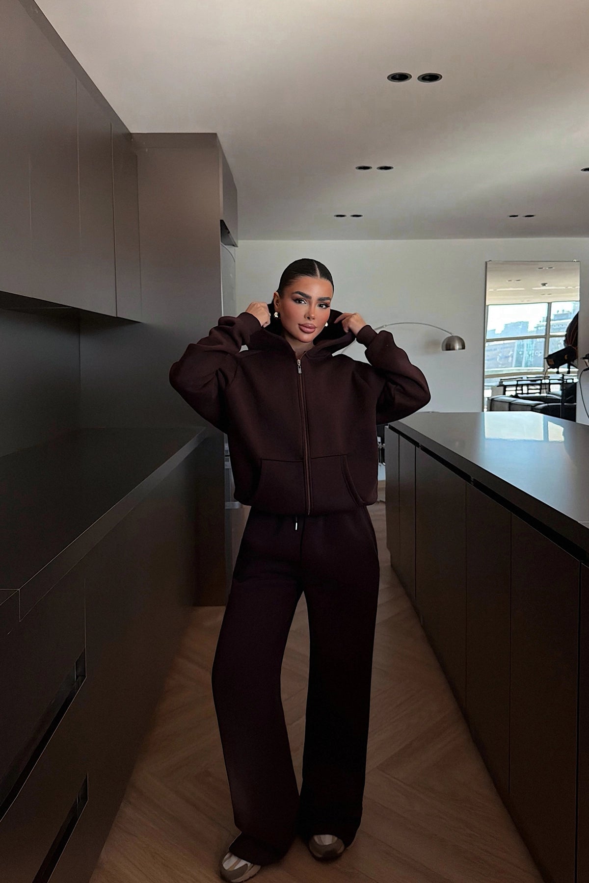 Acı Kahve Fermuarlı Eşofman Takım