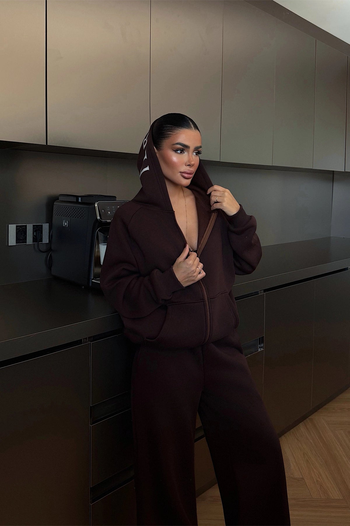 Acı Kahve Fermuarlı Eşofman Takım