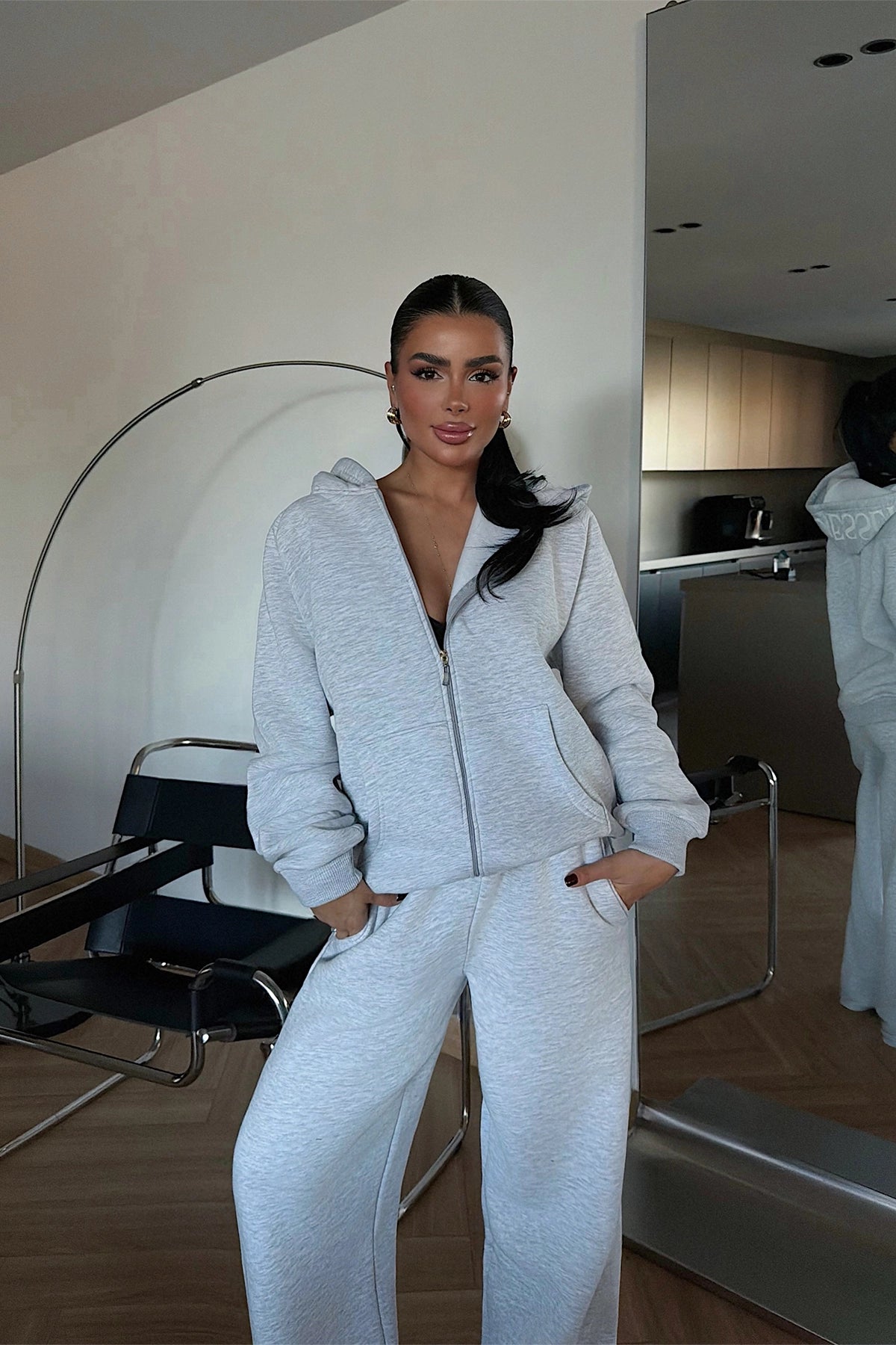 Gri Fermuarlı Eşofman Takım