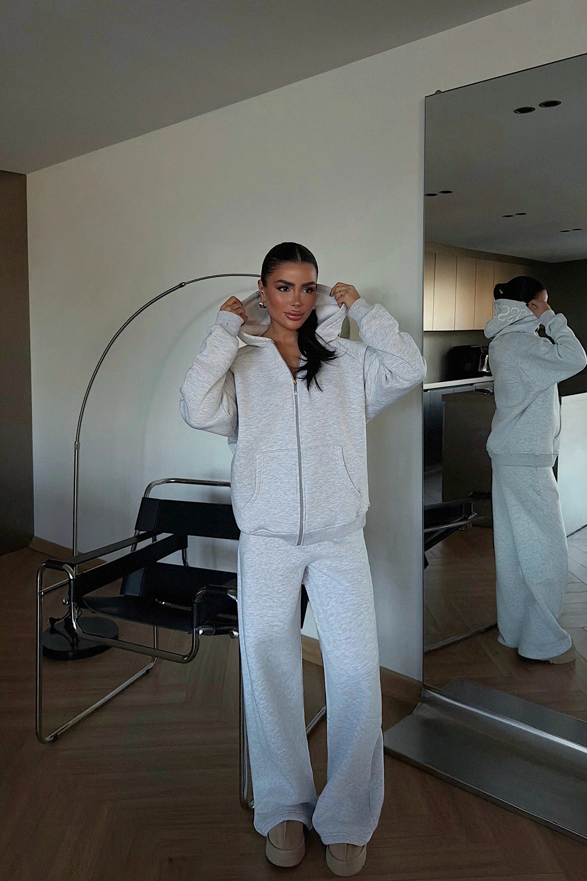 Gri Fermuarlı Eşofman Takım