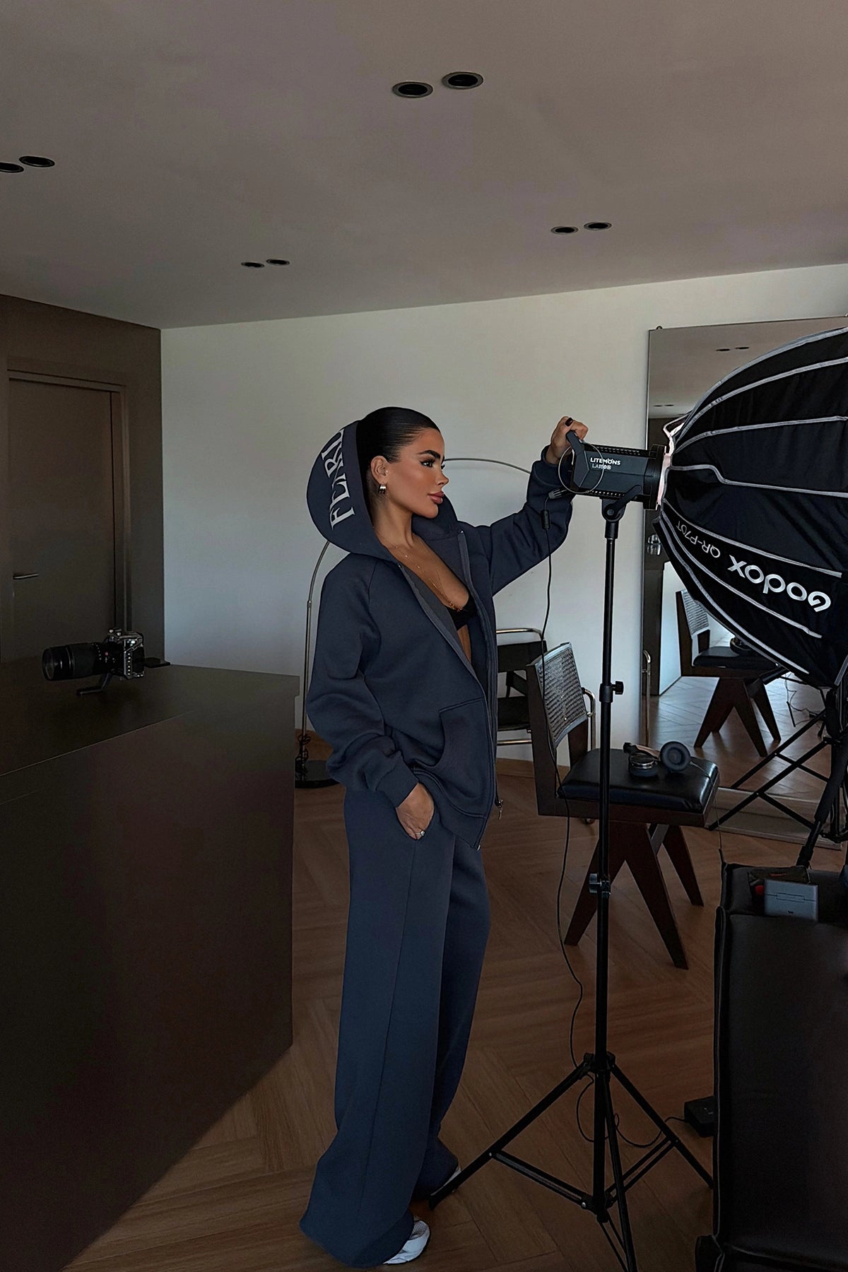 Füme Fermuarlı Eşofman Takım XS