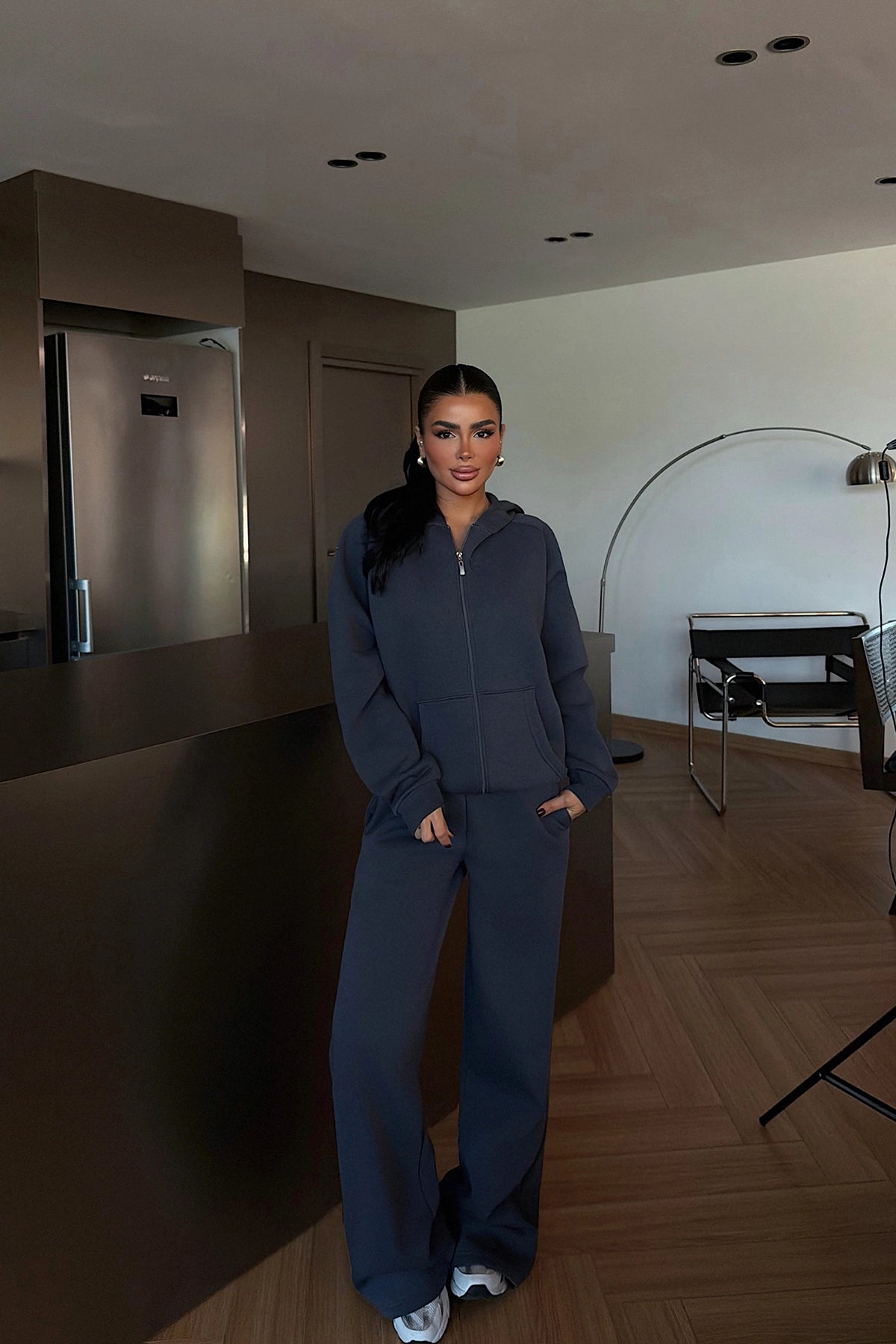 Füme Fermuarlı Eşofman Takım