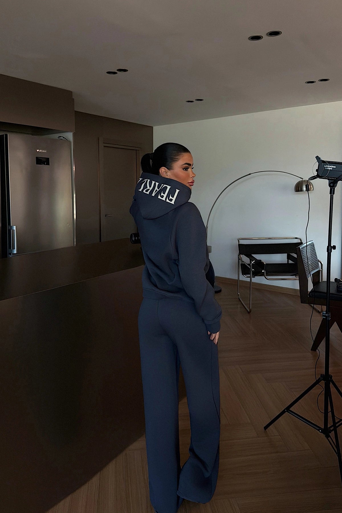 Füme Fermuarlı Eşofman Takım