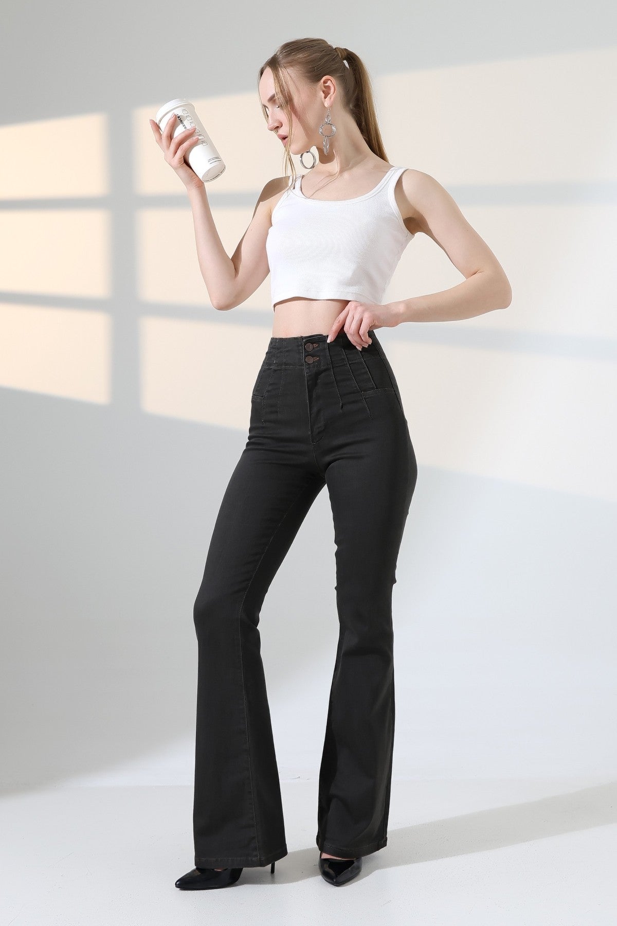 Pensli İspanyol Kot Pantolon 7021 Antik Yeşil