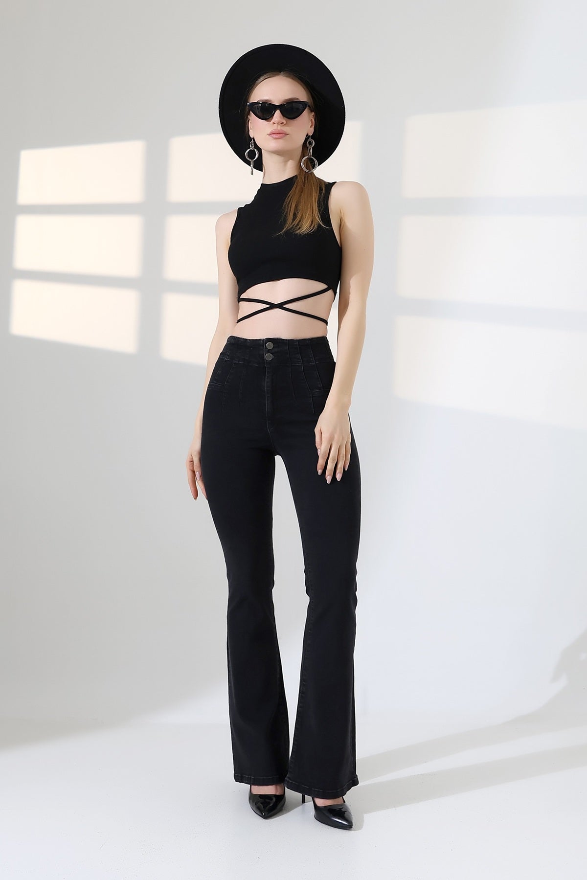 Pensli İspanyol Kot Pantolon 7021 Düz Antrasit