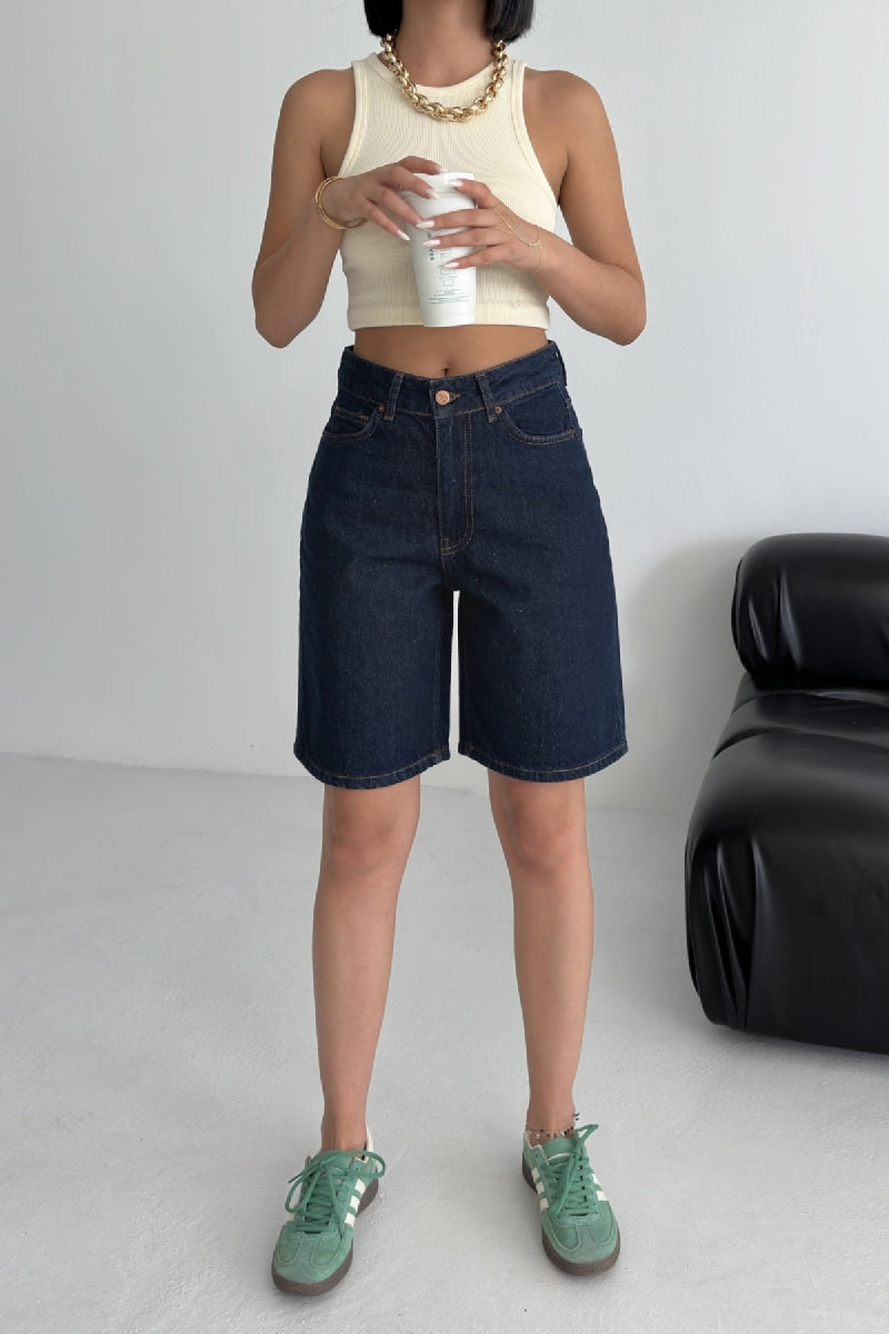 Orta Boy Kot Şort 2001 Slaplı Lacivert