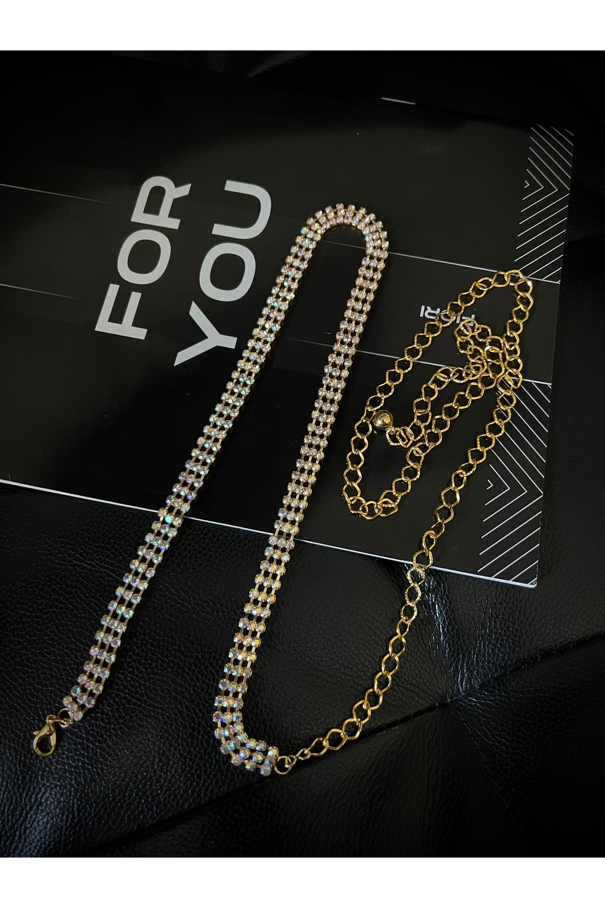 Kadın Gold Taşlı Zincir Kemer