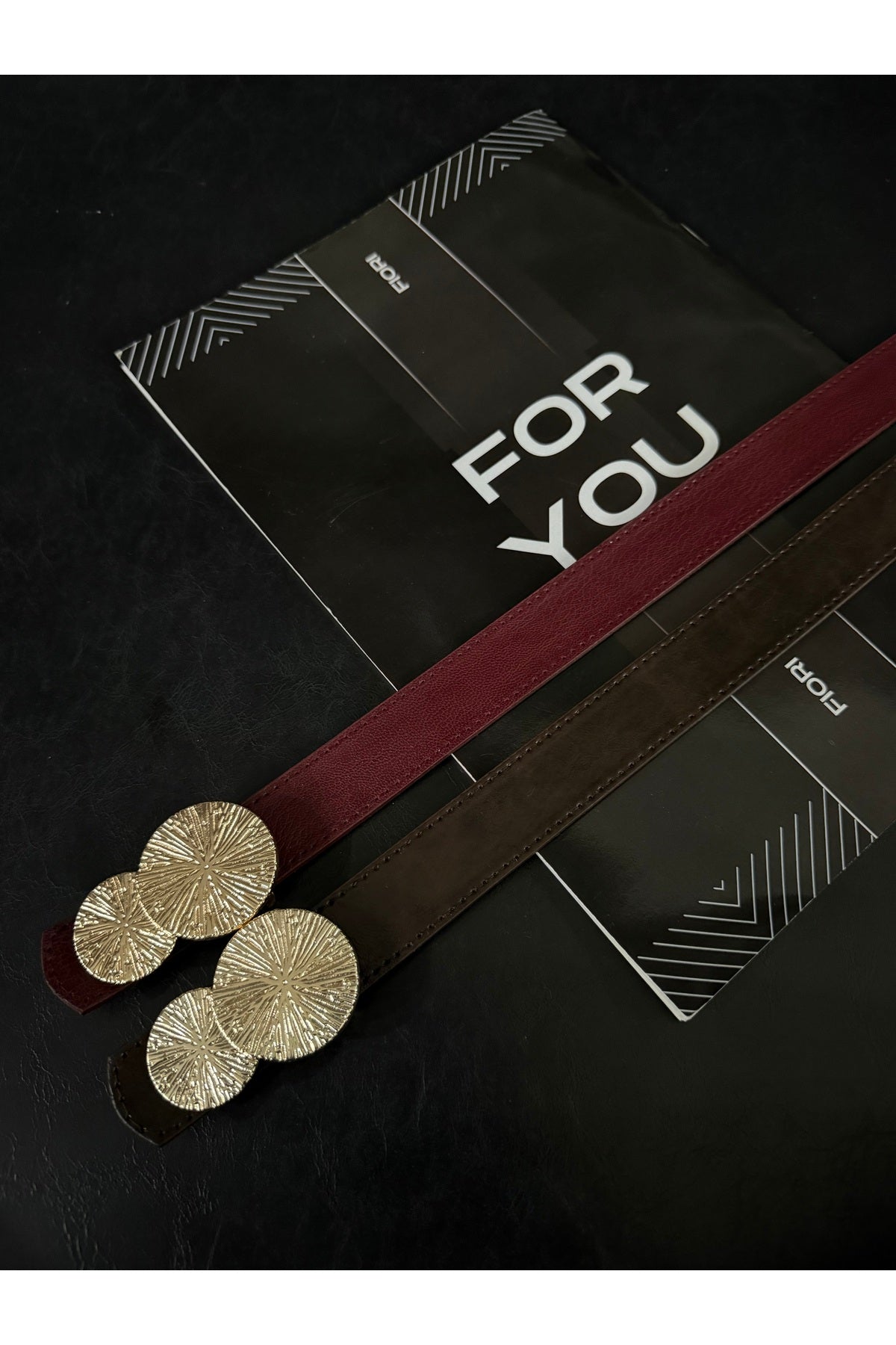 2'li Yuvarlak Gold Toka Kadın Kemeri, Pantolon Kemeri, Ceket Kemeri, Elbise Kemeri, Gömlek Kemeri