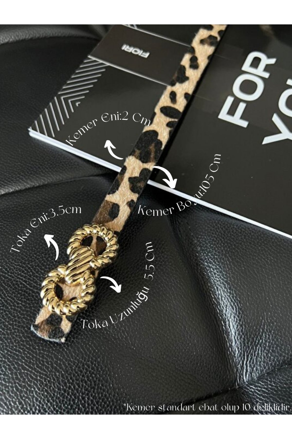 Burgu Gold Tokalı İnce Leopar Kadın Kemeri, Ceket Kemeri, Gömlek Kemeri, Elbise Kemeri
