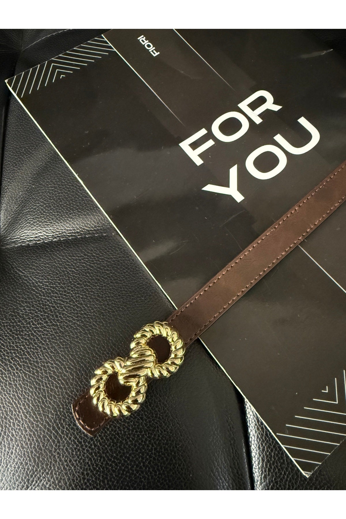 Burgu Gold Tokalı İnce Leopar Kadın Kemeri, Ceket Kemeri, Gömlek Kemeri, Elbise Kemeri