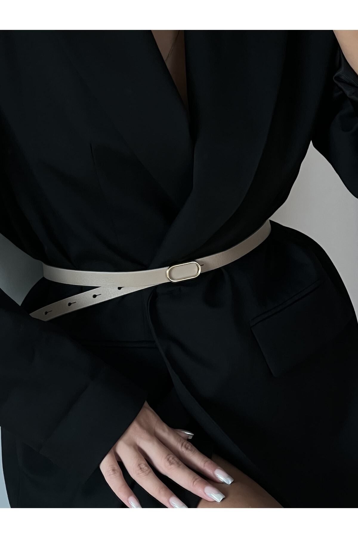 Ithal Oval Gold Tokalı Ince Kemer, Pantolon Kemeri, Gömlek Kemeri, Ceket Kemeri