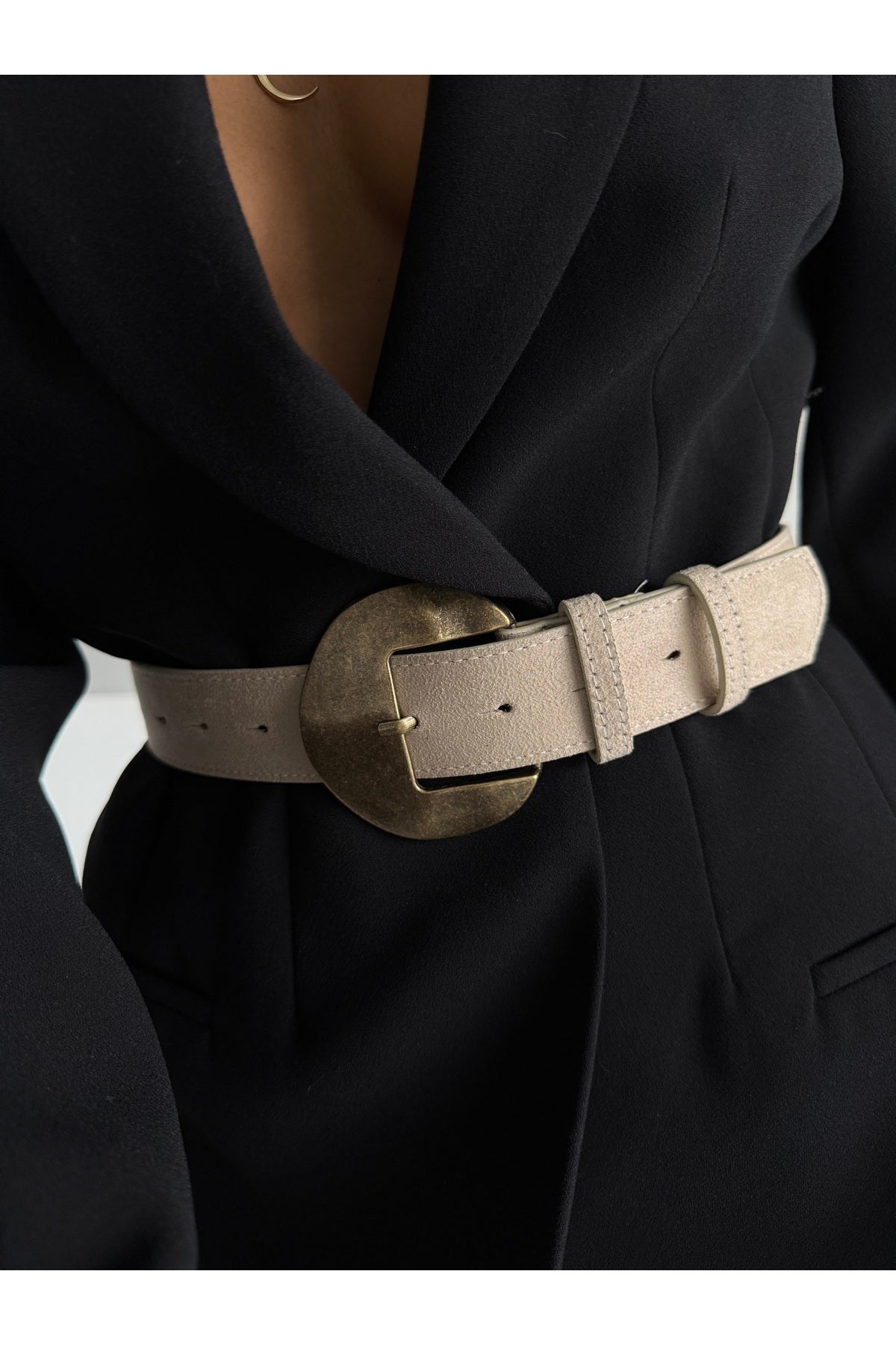 Süet Oval Tokalı Kadın Pantolon Kemeri, Ceket Kemeri, Elbise Kemeri, Gömlek Kemeri