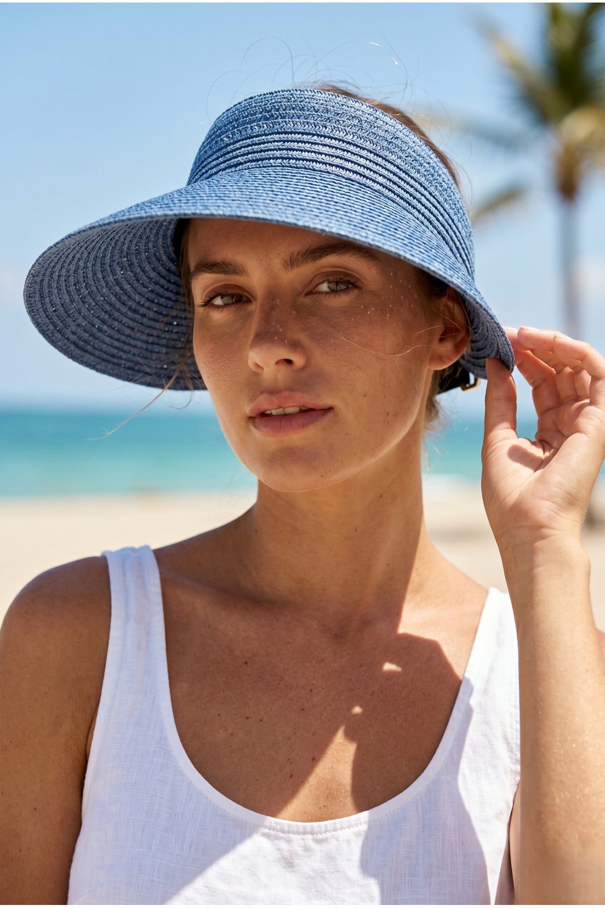 Lacivert Arkası Lastikli Hasır Vizör Şapka HSR2089