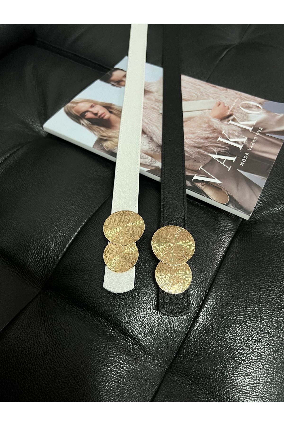 2'li Fırsat Ürünü Yuvarlak Gold Toka Kadın Kemeri, Pantolon Kemeri, Ceket Kemeri, Elbise Kemeri