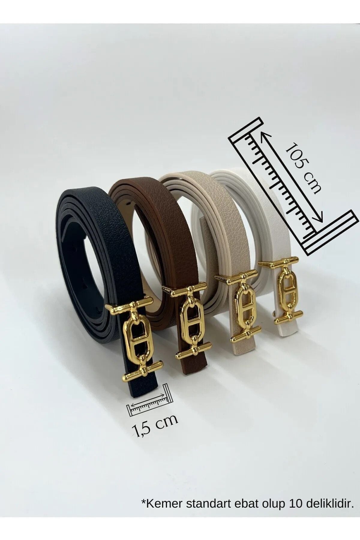 4'lü Gold Tokalı İnce Kemer, Pantolon Kemeri, Gömlek Kemeri, Ceket Kemeri