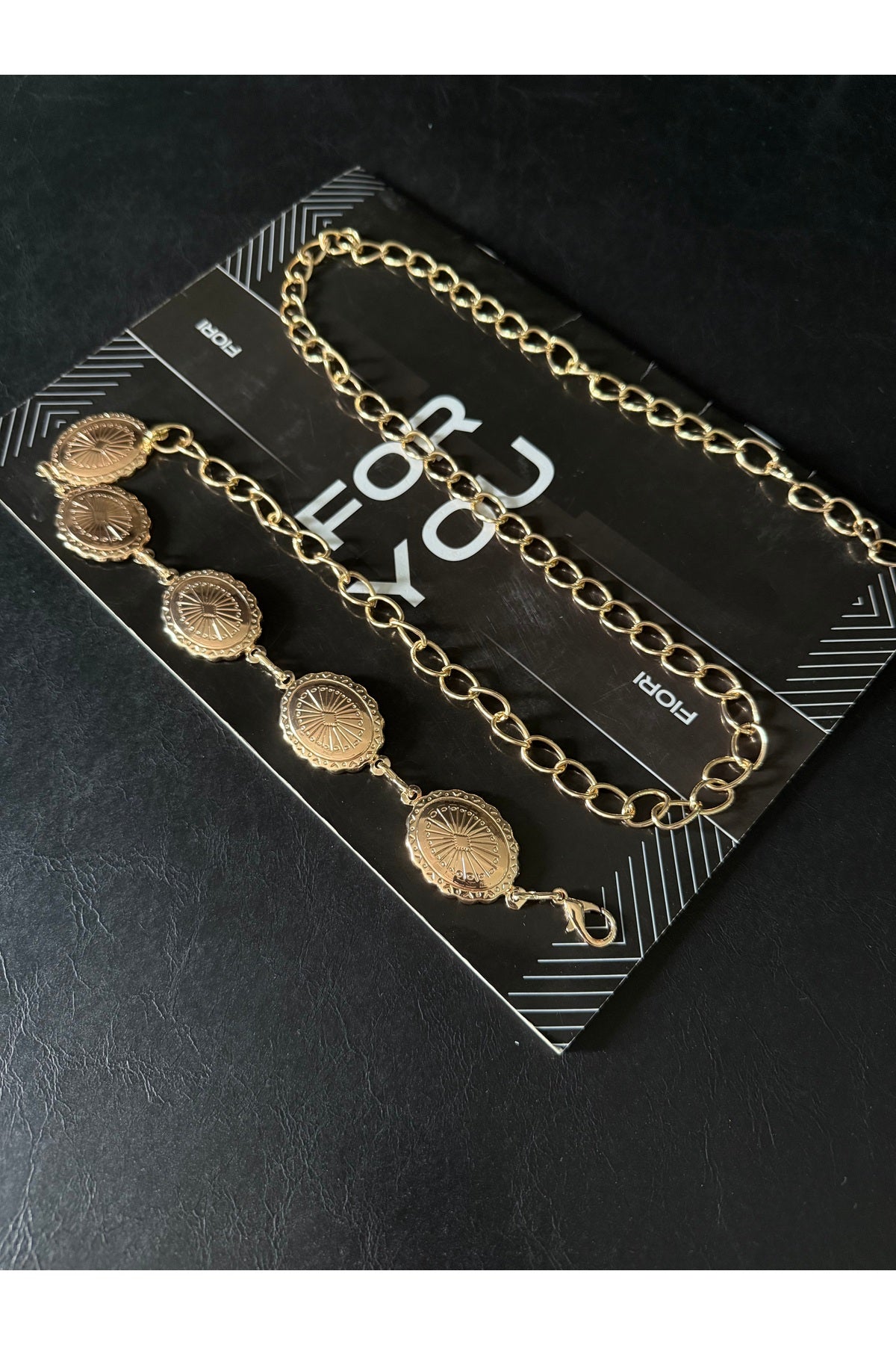 Papatya Gold Detaylı Kadın Bel Zinciri Bel Kemeri,Elbise Kemeri,Etek Kemeri,Pantolon Kemeri