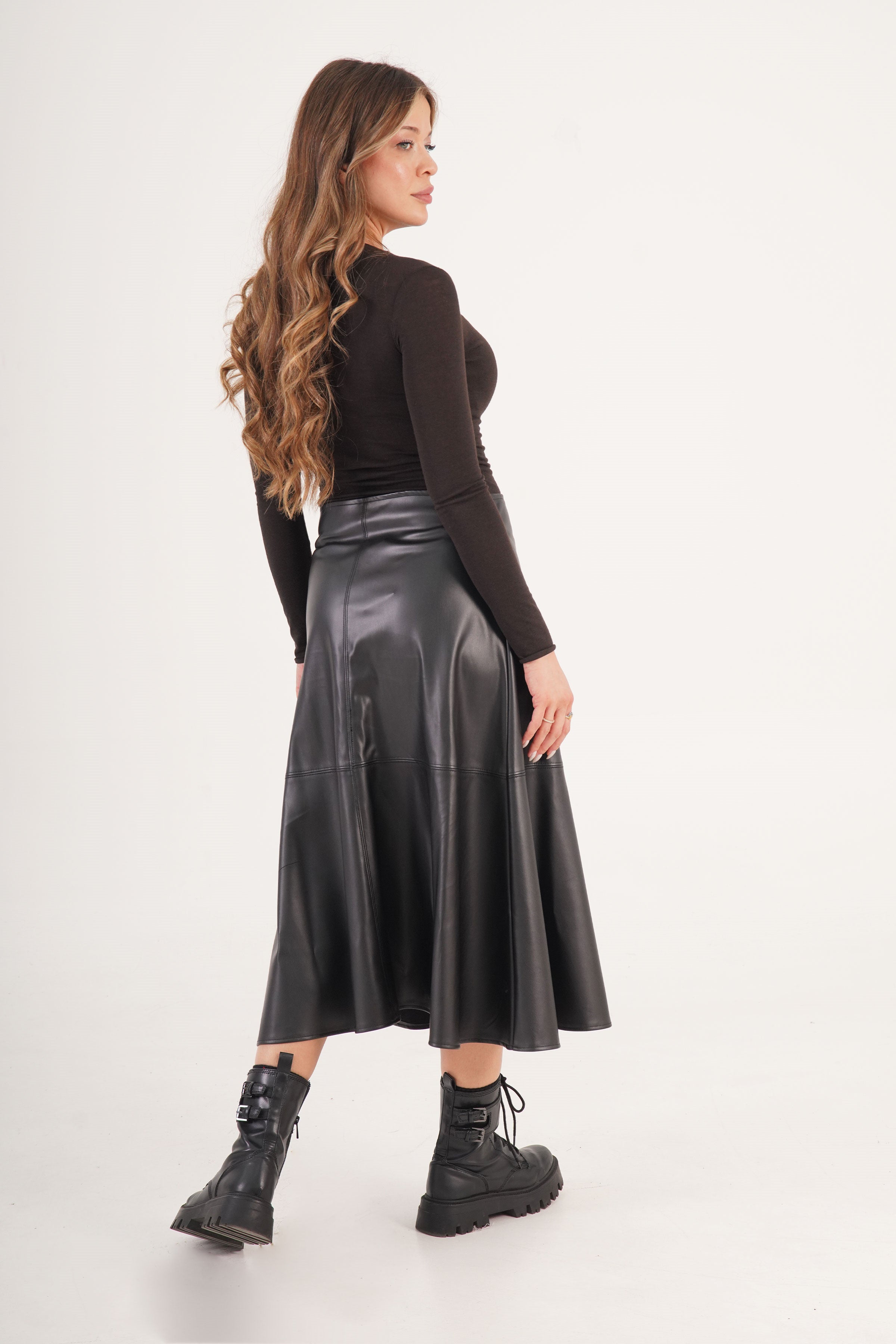 Dikiş Detaylı Basic Toptan Siyah Etek