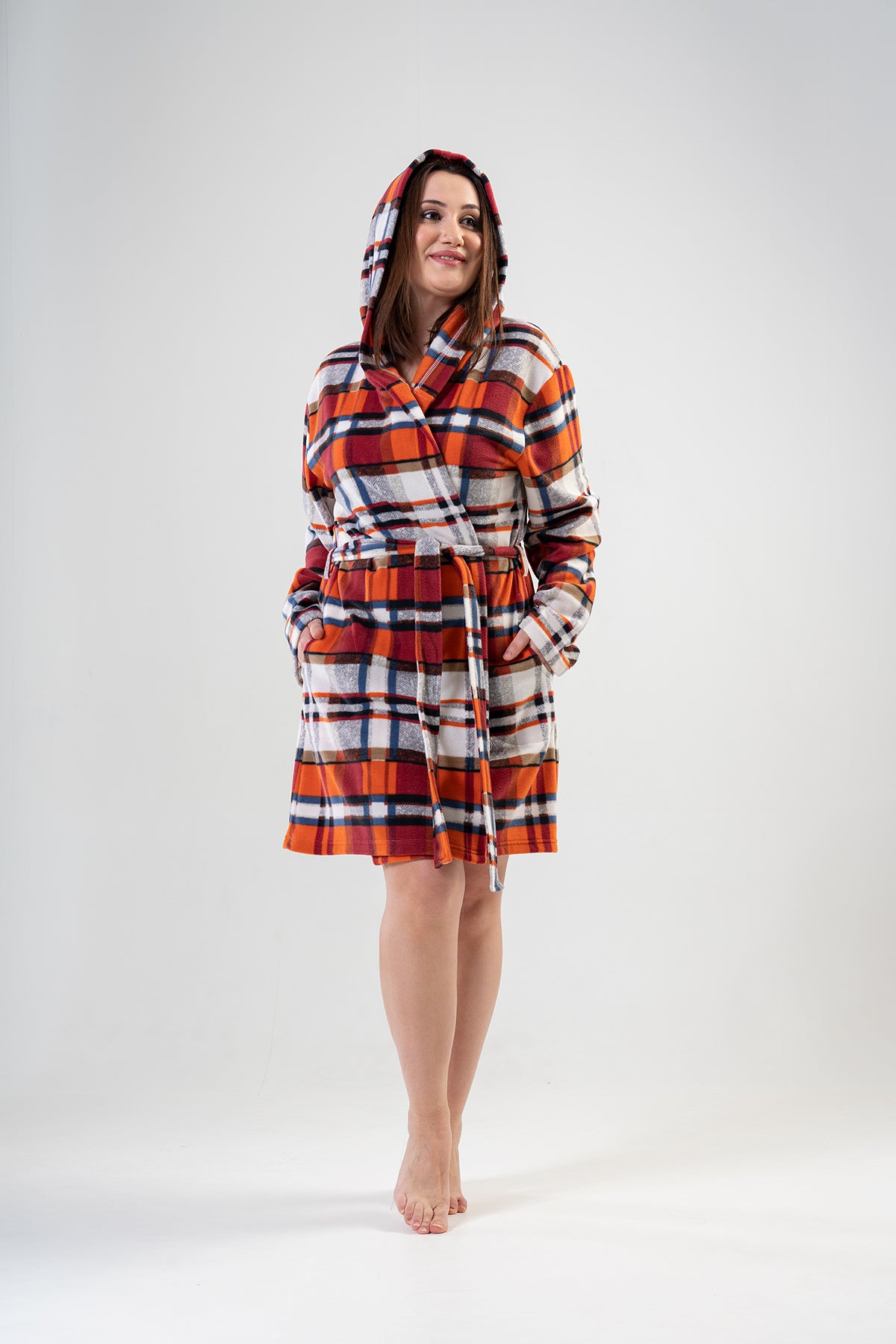 BAYAN POLAR XXL KAPSONLU CEPLI KISA SABAHLIK